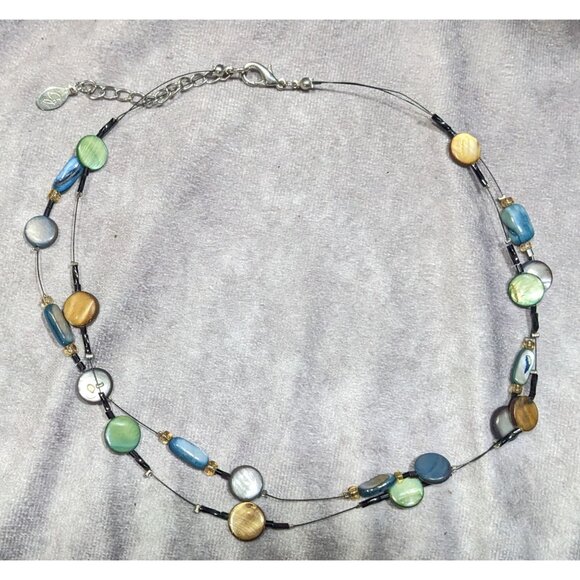 Mermaidcore Layered Rainbow Shell Beaded Station Necklace - Picture 6 of 6
